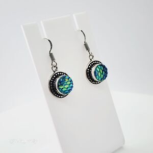 Rainbow Mermaid Titanium Handmade Drop Dangle Earrings Jewelry 1.36"